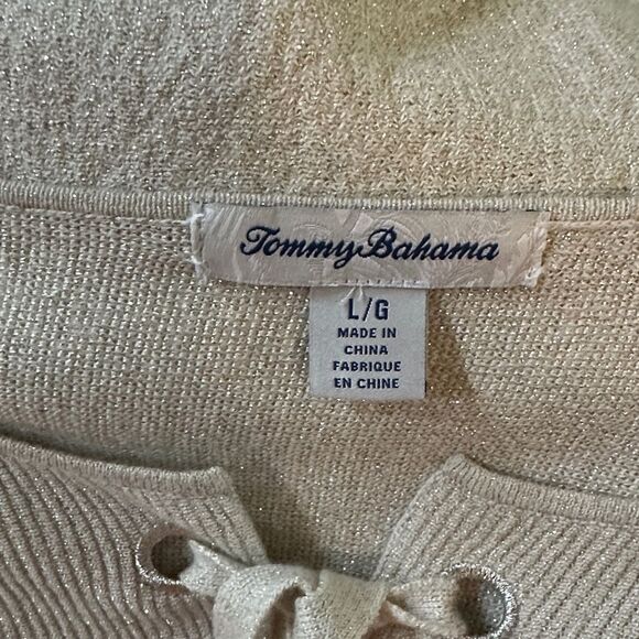 Tommy Bahama Champagne Shimmer Lace-Up Sweater Size XL - Picture 11 of 12